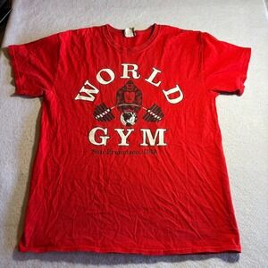 Vintage World Gym San Francisco USA Mens Red Gorilla Double Sided T Shirt Size L